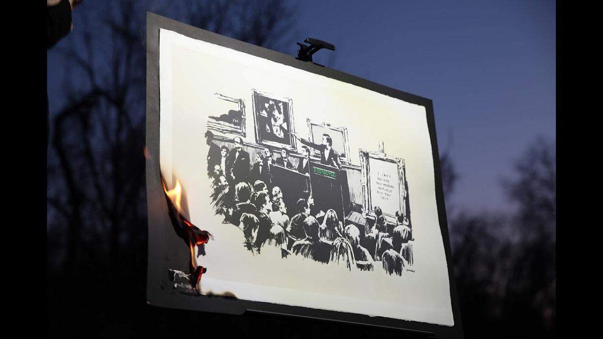 Картину Бенксі спалили під час прямої трансляції 
