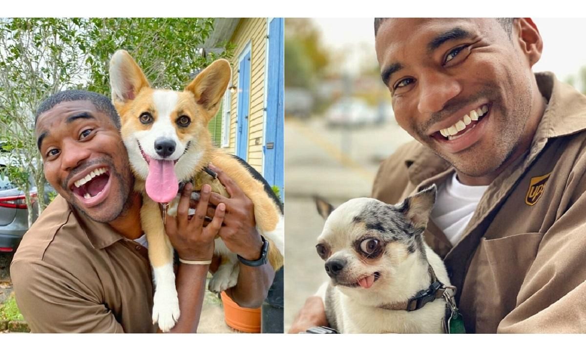 Водитель почтовой доставки фотографируется с щенками, которых встречает на маршрутах: милые фото