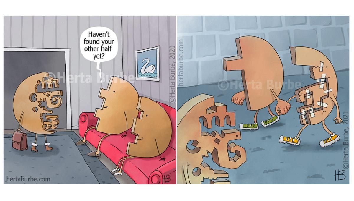 У истории одинокой половинки есть продолжение: правдивые иллюстрации Герты Бурбе У истории одинокой половинки есть продолжение: правдивые иллюстрации Герты Бурбе