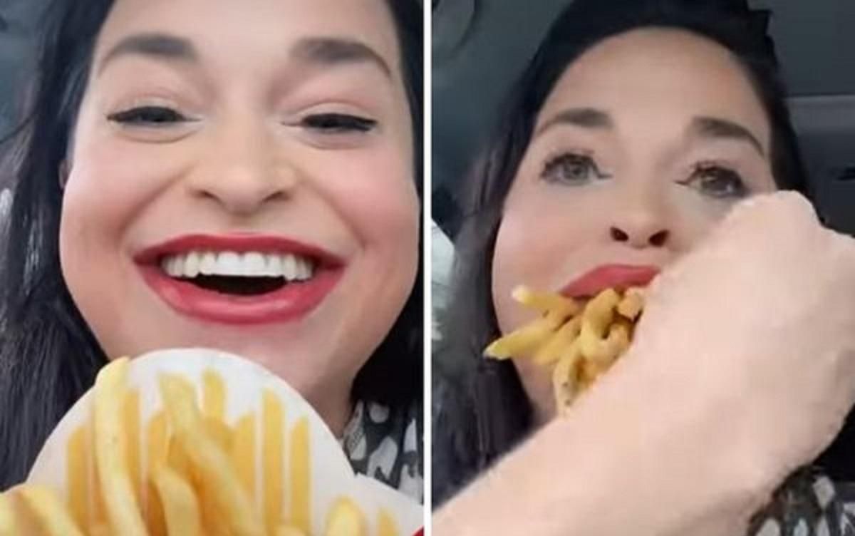Женщина с самым большим ртом в мире за один раз съела большую порцию картофеля фри из McDonald's