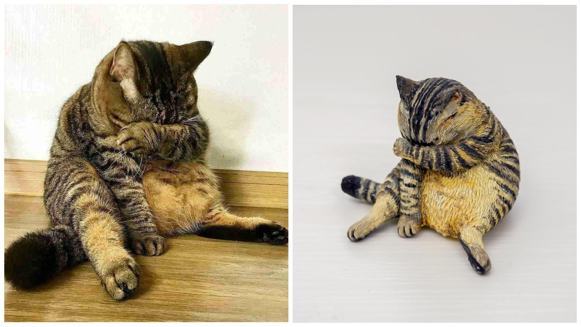Японець перетворює популярні фотомеми з тваринами на смішні статуетки Японець перетворює популярні фотомеми з тваринами на смішні статуетки