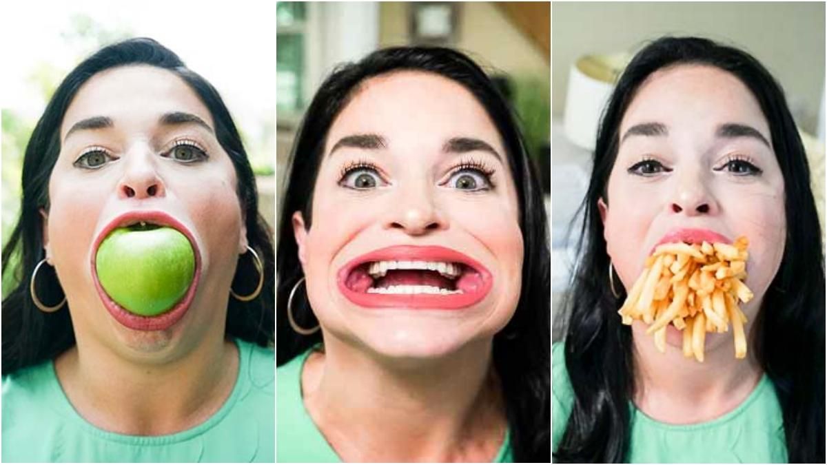 Саманта Рамсделл с самым большим в мире ртом Саманта Рамсделл с самым большим в мире ртом