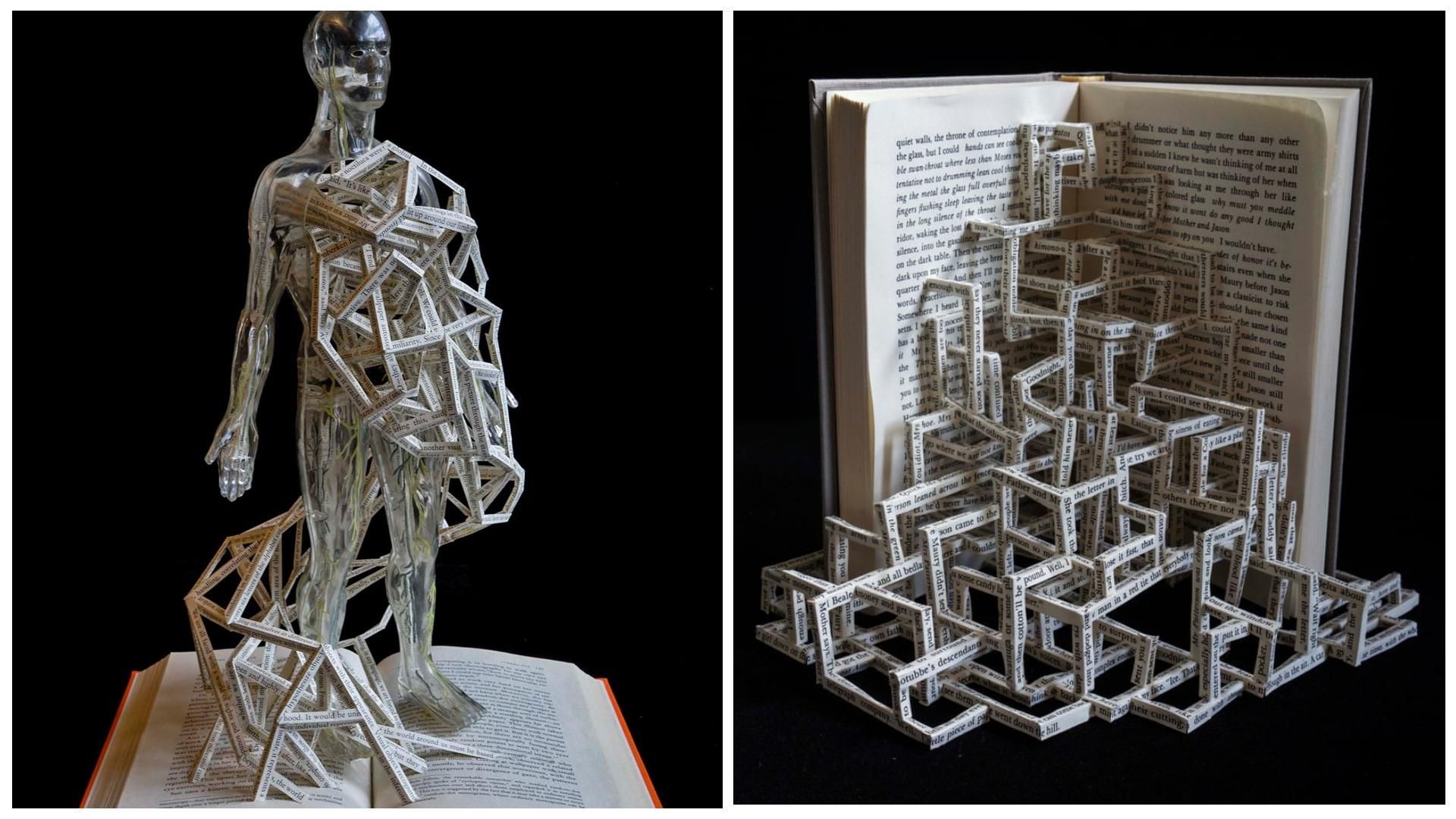 Художник переплітає випадкові тексти у книжкових скульптурах - Розваги Художник переплітає випадкові тексти у книжкових скульптурах - Розваги
