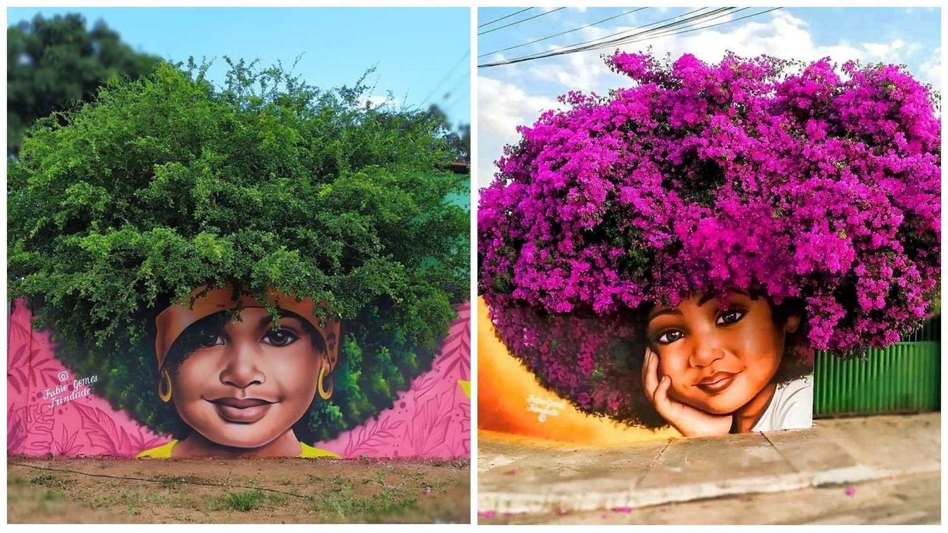 Вуличний художник використовує дерева як волосся для своїх жіночих портретів - Розваги