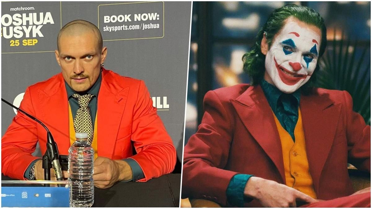Олександр Усик з'явився на пресконференції з Джошуа в костюмі Джокера: кумедне фотопорівняння - бокс новини - Розваги Олександр Усик з'явився на пресконференції з Джошуа в костюмі Джокера: кумедне фотопорівняння - бокс новини - Розваги
