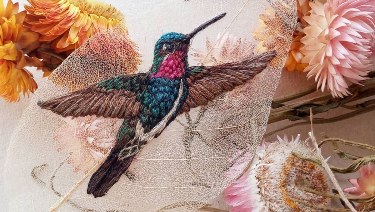 Рукодельница вышивает редких птиц на засушенных листьях: фото шедевров Рукодельница вышивает редких птиц на засушенных листьях: фото шедевров