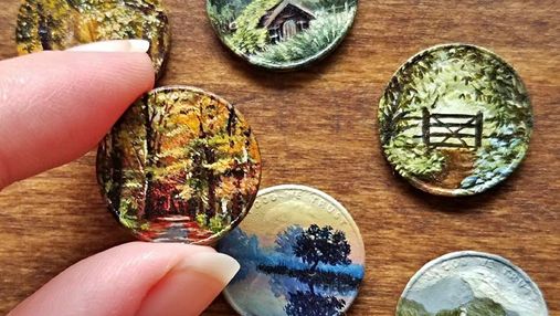Художница рисует крошечные картины на монетах: детализация поражает