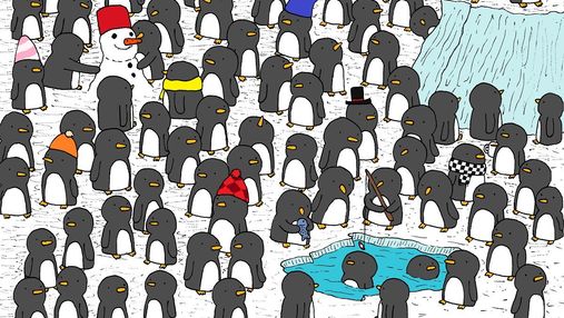 Головоломка недели: чтобы согреться в праздник – найдите чашку горячего шоколада среди пингвинов