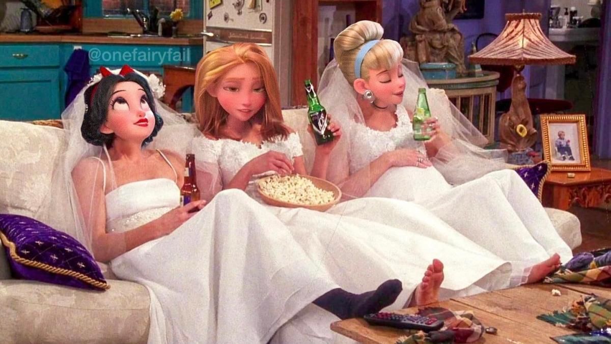 Принцессы в "Друзьях": если бы персонажи Disney стали героями известных фильмов и сериалов - Развлечения Принцессы в "Друзьях": если бы персонажи Disney стали героями известных фильмов и сериалов - Развлечения