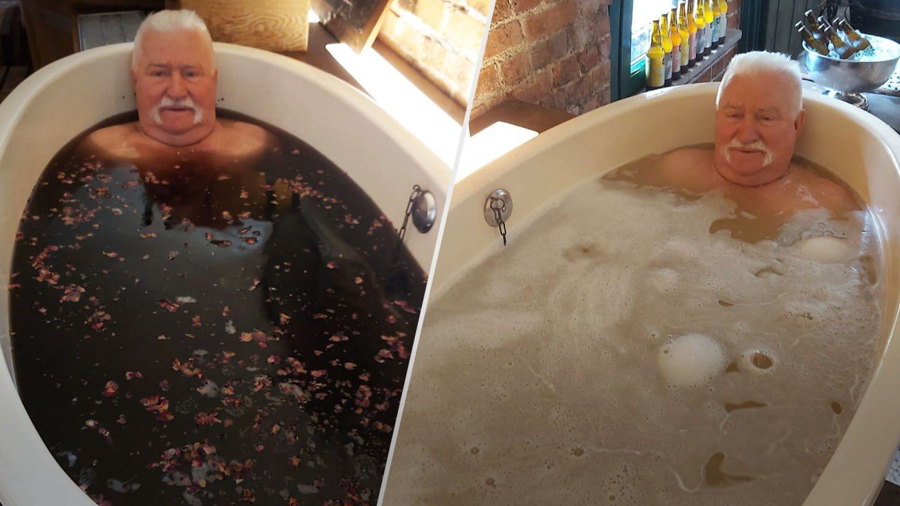 Перший президент Польщі скупався у пиві та вині  Перший президент Польщі скупався у пиві та вині