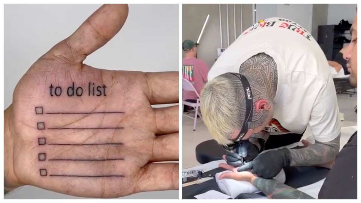 Мужчина показал креативную татуировку на руке