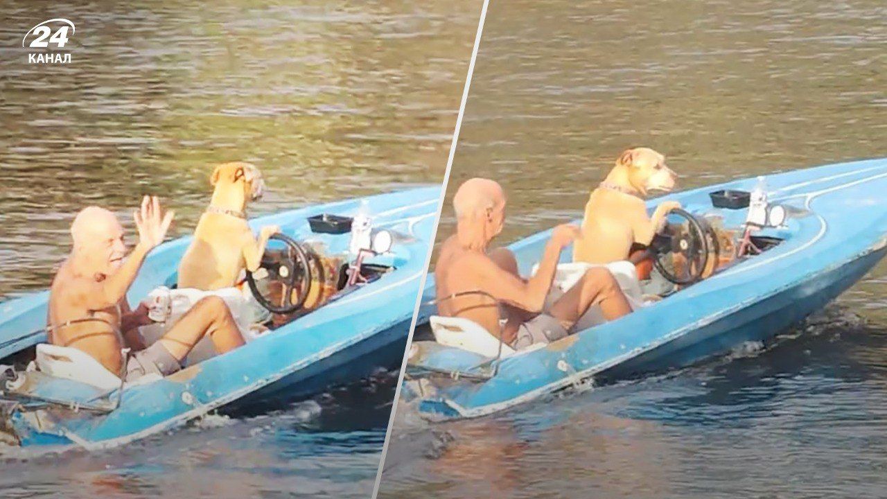 Пес катает своего хозяина на лодке в США - вирусное видео