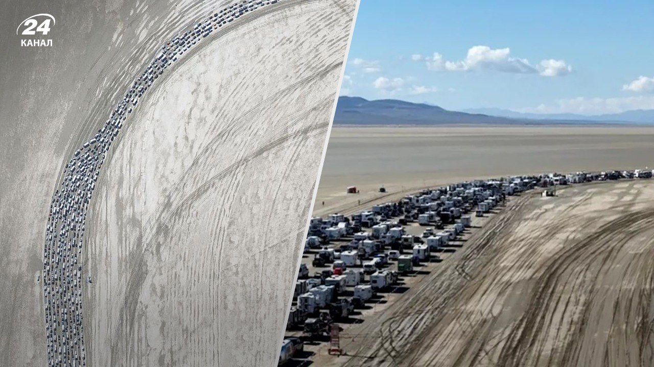Огромная пробка образовалась на выезде из Burning Man - фото со спутника - Развлечения 24
