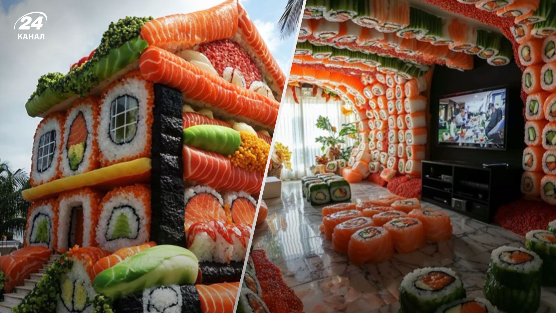 Штучний інтелект згенерував будинок, зроблений з ролів Штучний інтелект згенерував будинок, зроблений з ролів