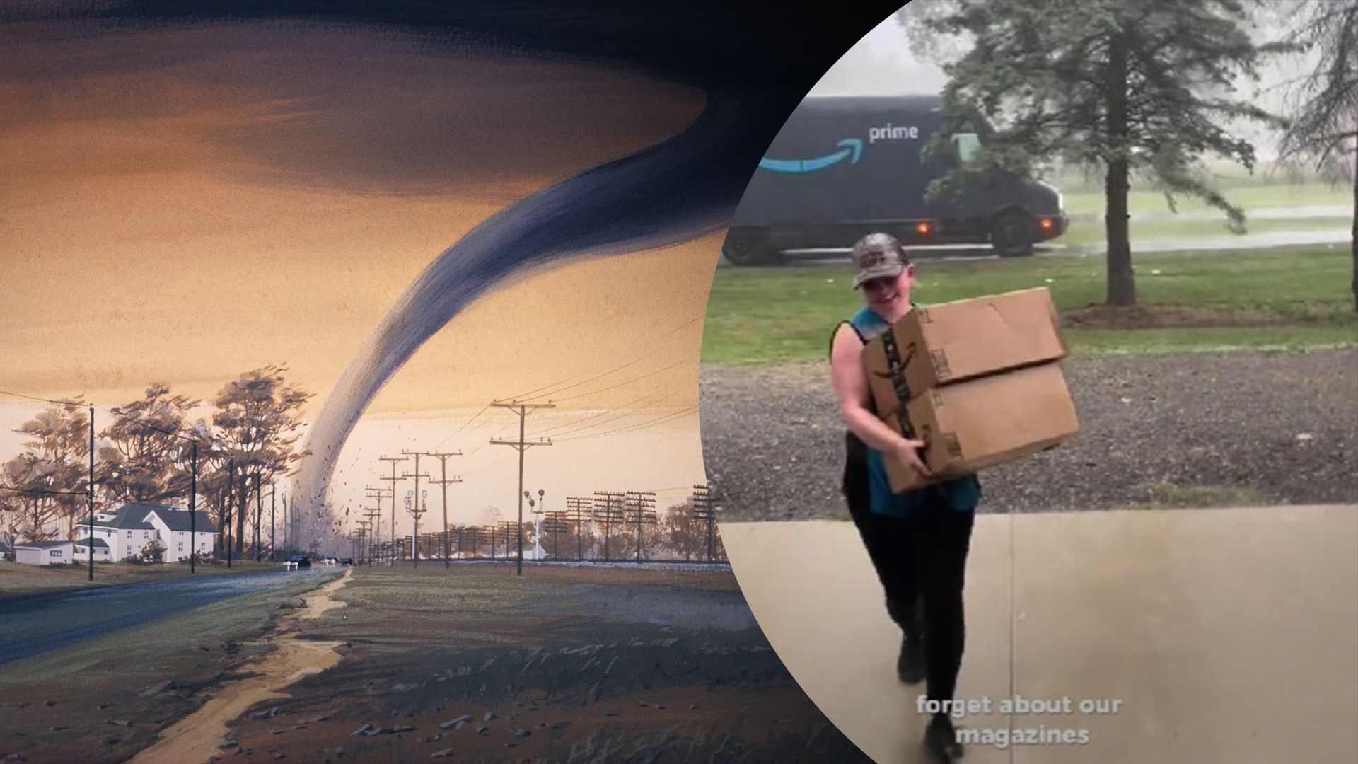 Кур'єрка у США доставляла посилки просто під час торнадо Кур'єрка у США доставляла посилки просто під час торнадо